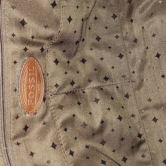 Fossil Reissue Brown Gold Weekender Bag Tote Shoulder Bag - Picture 15 of 15